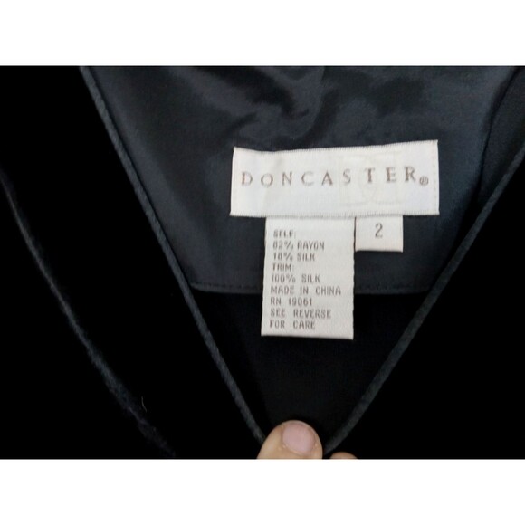 Doncaster Black Velvet & Silk A-Line Mini Dress Size 2 EUC - Picture 3 of 7
